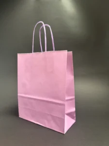 Papirna kesa sa uvrnutom drškom 18x8x22 roze