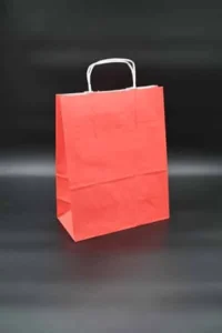 Papirna kesa sa uvrnutom drškom 24x12x32 crvena