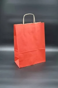 Papirna kesa sa uvrnutom drškom 26x12x35 crvena